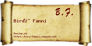 Biró Fanni névjegykártya